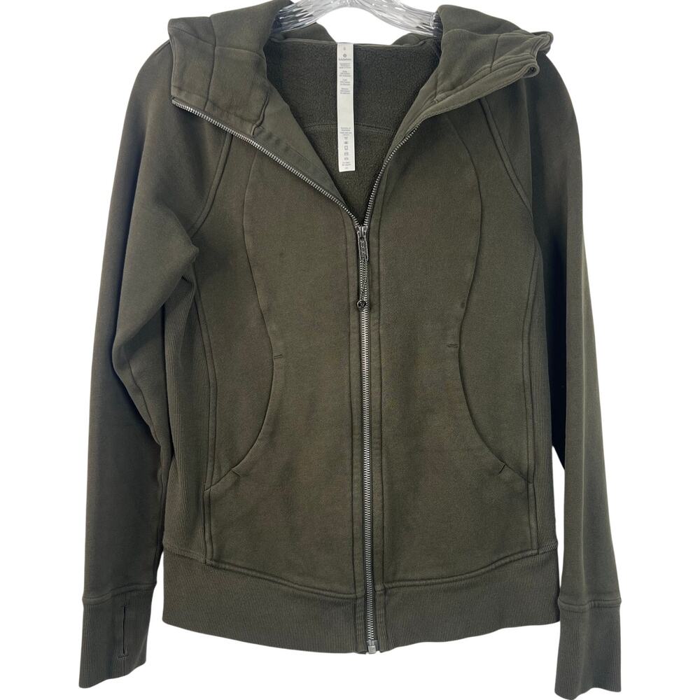 Lululemon Women's Scuba Full-Zip Hoodie Sweater Green Activewear Casual Size 6